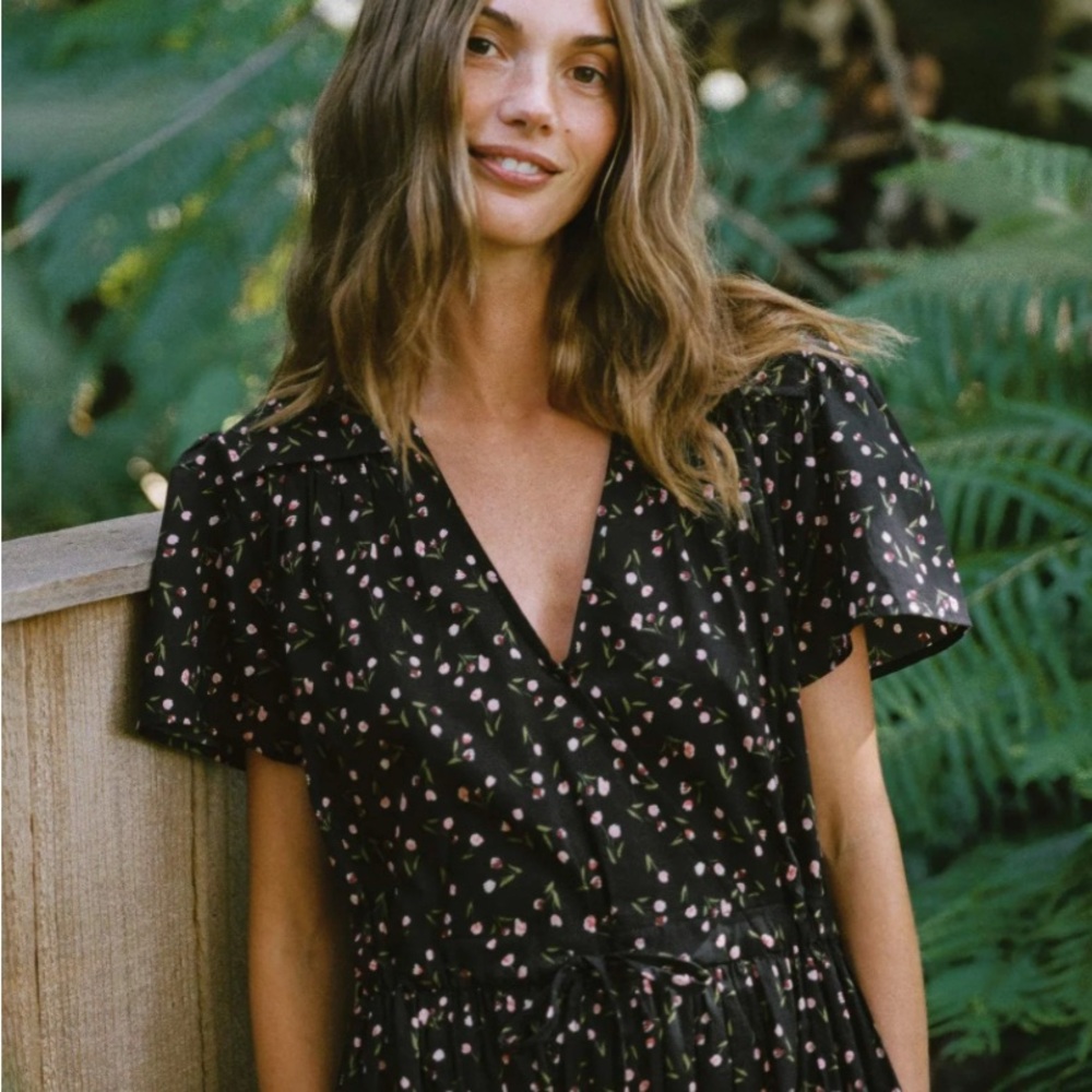 COPY - Christy Dawn Black Floral Midi Dress